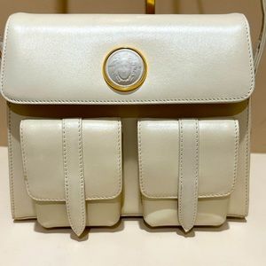 Vintage Gianni Versace Cream Leather Medusa Head Crossbody
